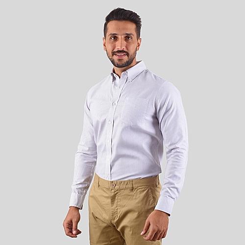 Men's Multicolor Oxford Pattern Wrinkle Free Shirt