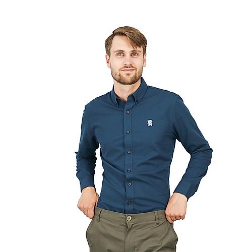 Men's Oxford Shirt with Small Lion Embroidery