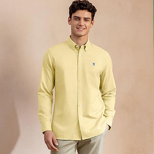 Men's Oxford Shirt with Small Lion Embroidery