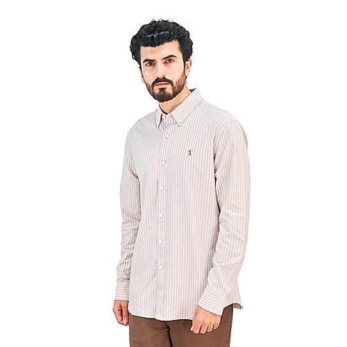 Men's Oxford Shirt with Small Lion Embroidery