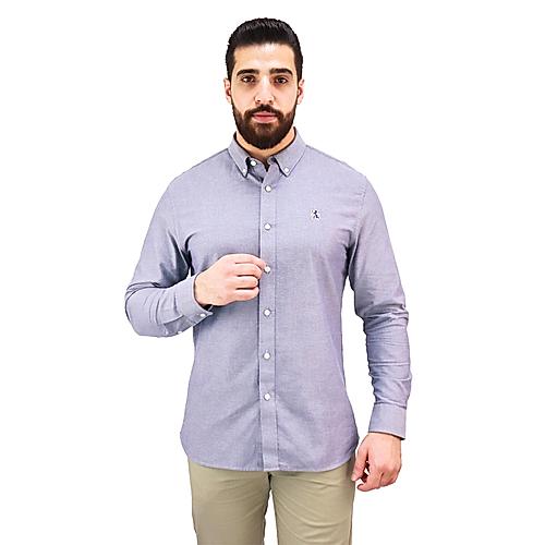 Men's Oxford Shirt with Small Lion Embroidery