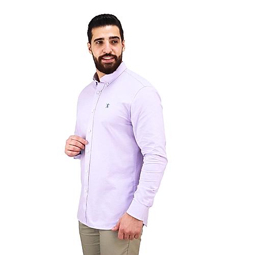 Men's Oxford Shirt with Small Lion Embroidery