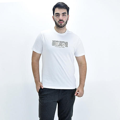 Men's White Print Tee