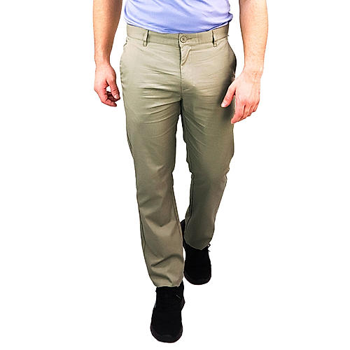 Men's Slim Fit Easy Care Khaki Pants in Cotton Twill Blend