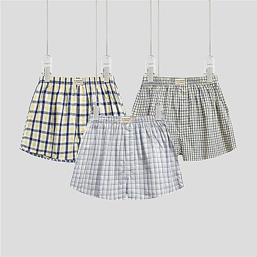 Men's Cotton Contrast Color Boxers (3pcs/pack)