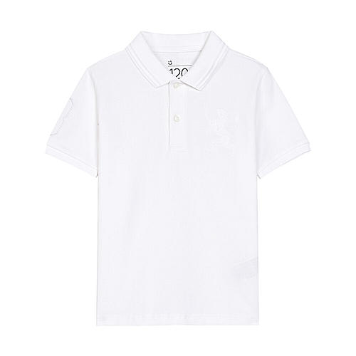 Junior White 3D Lion Polo