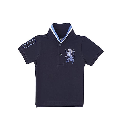 Junior Black 3D Lion Polo