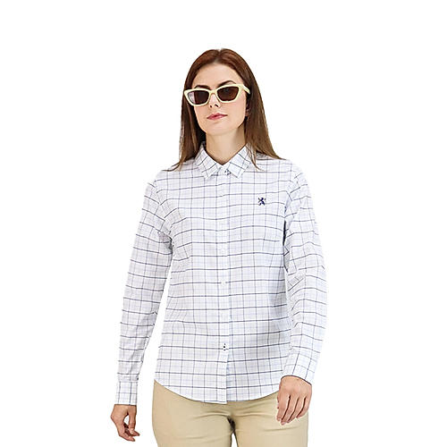 Women Oxford Shirt with Small Lion Embroidery