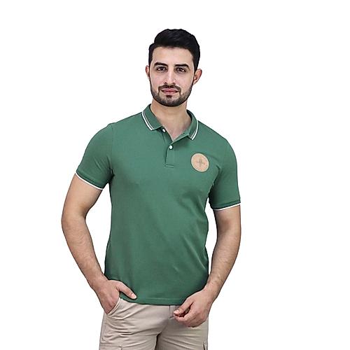 Men's Pique Flat Knit Collar Short Sleeve Thematic Slim Fit Embroidery Bold Polo