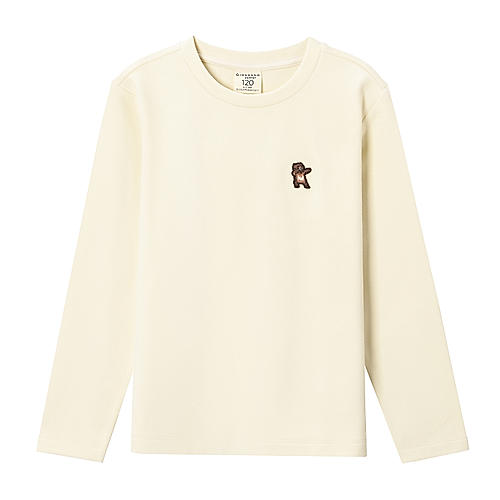 Kids' Velour Crew Neck Long Sleeve Embroidery Tee