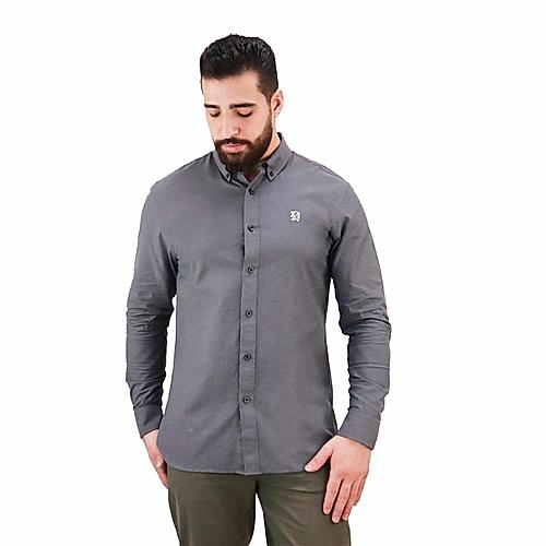 Men's Oxford Shirt with Small Lion Embroidery