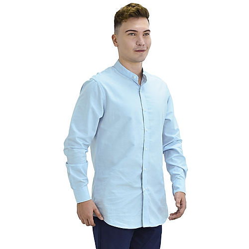 Men's Band Collar Oxford Shirt