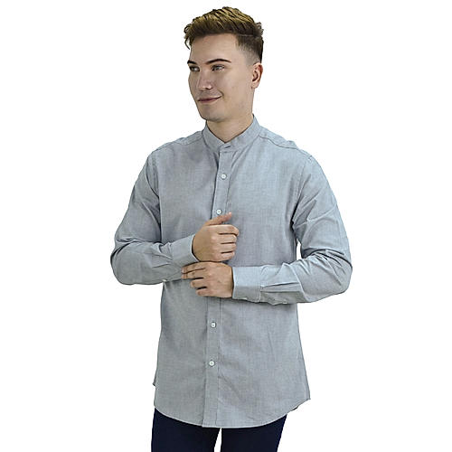 Men's Band Collar Oxford Shirt