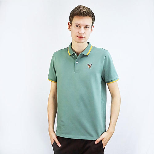 Men Great Wave Embroidery Polo