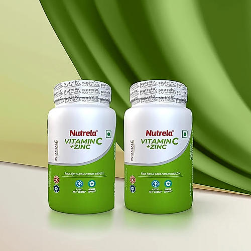 Patanjali Nutrela Vitamin C + Zinc 60 Tablets X 2 (Pack of 2)