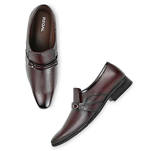 Regal Maroon Mens Formal Textured Leather Slip On Shoes