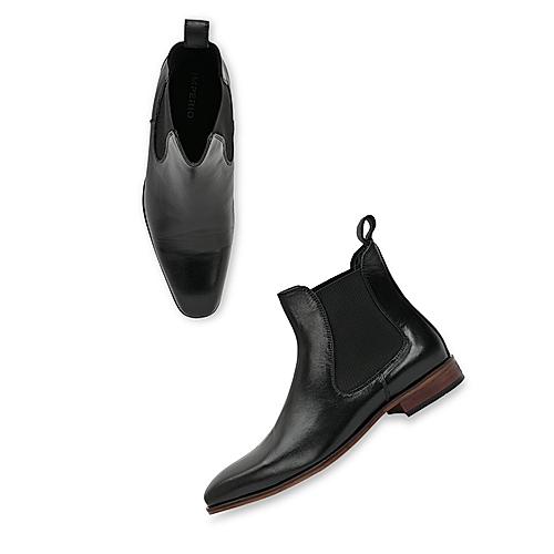Imperio By Regal Black Men Leather Boots