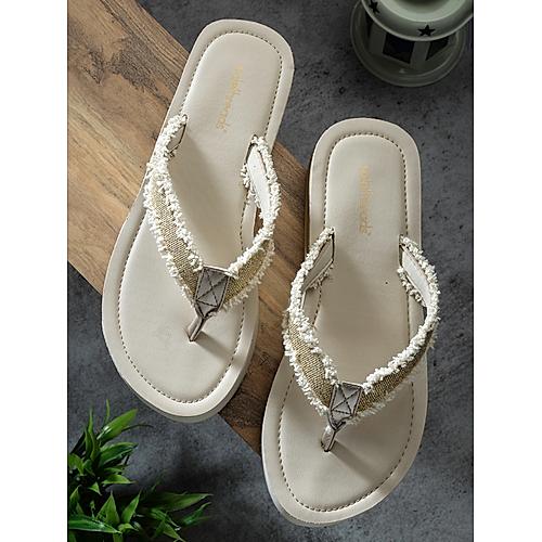 SOLE THREADS CREAM WOMEN BRAID FLIP FLOPS