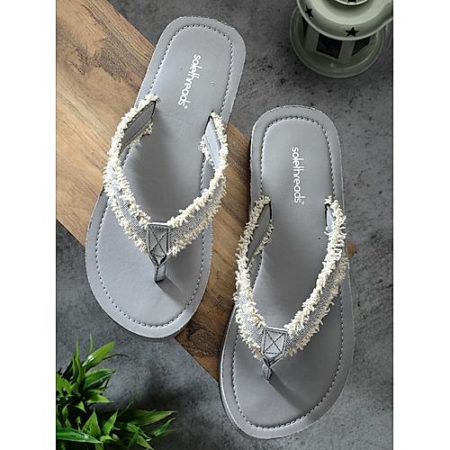 SOLE THREADS SILVER WOMEN BRAID FLIP FLOPS