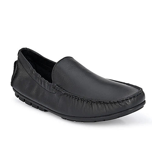 Egoss Black Men Ultimate Socks Leather Loafers