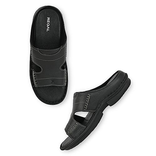 Regal Black Men Leather Sandals
