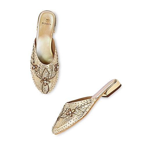 ROCIA Gold Women Hand Embroidered Mojris