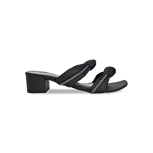 Buy Rocia By Regal Black Knotted Block Heel Sandals for Women Online at ...