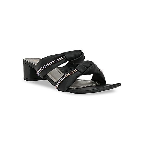 Buy Rocia By Regal Black Knotted Block Heel Sandals for Women Online at ...