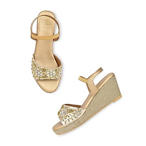 ROCIA Gold Women Mirror Work Wedges