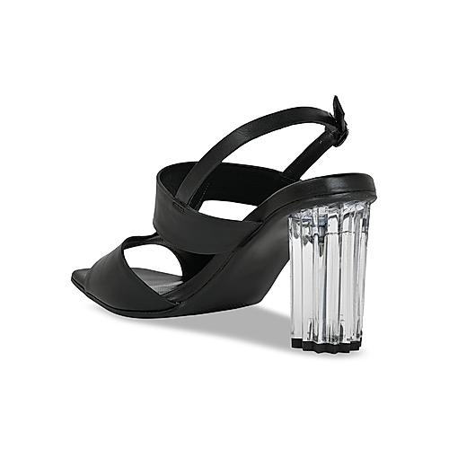 WMNS Clear Acrylic Chunky Heel Sandal - Clear Vinyl Strap / Open Toe /  Apricot