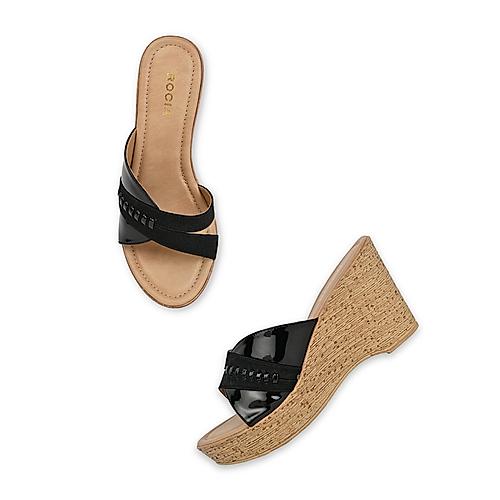 ROCIA Black Women Casual Wedges