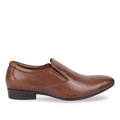 Regal Brown Men Solid Leather Formal Slip Ons