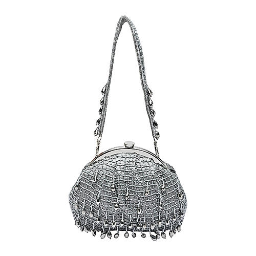 Rocia Grey Women Embroidered Metallic Purse