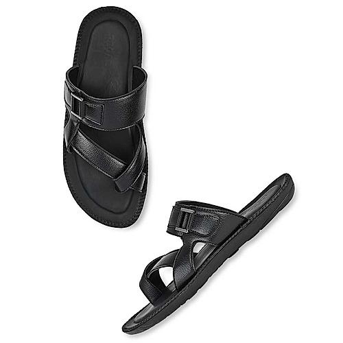 Regal Black Mens Casual Leather Sandals