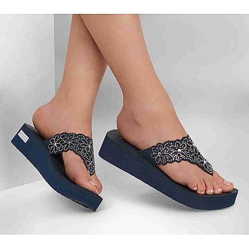 SKECHERS NAVY WOMENS VINYASA - PRETTY THANG FLIP FLOPS