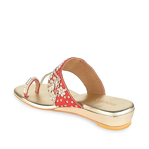 Buy Rocia Red Women Hand Embroidered Flats Online at Regal Shoes | 8464308