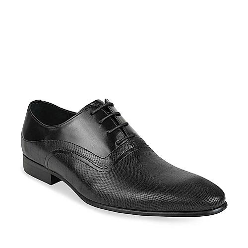 Imperio Black Men Textured Leather Formal Lace Ups