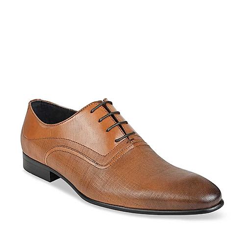 Imperio Tan Men Textured Leather Formal Lace Ups