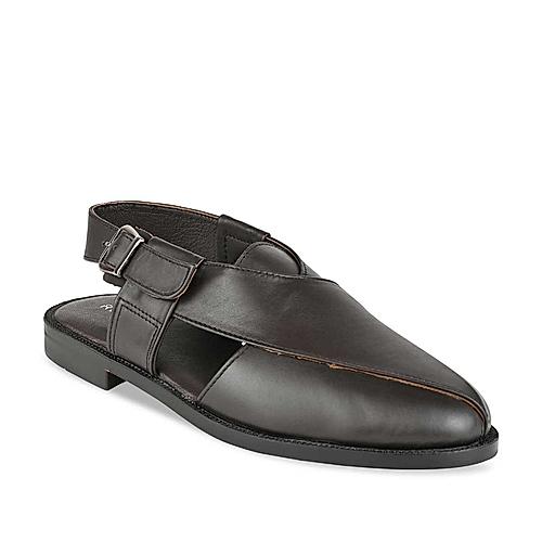 Regal Brown Men Leather Slip On Sandals