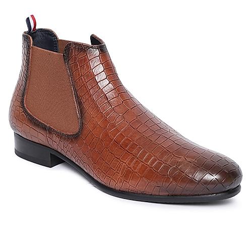 GABICCI TAN MEN PATRICK CHELSEA LEATHER BOOTS