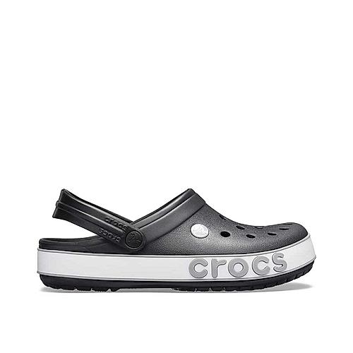 Crocs Mens Black Crocband Bold Logo Clog Flip Flop