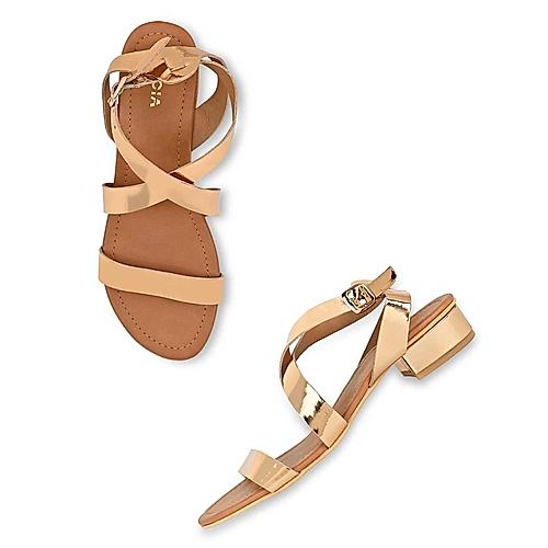 Rocia Rose Gold Women Criss Cross Gladiator Sandals