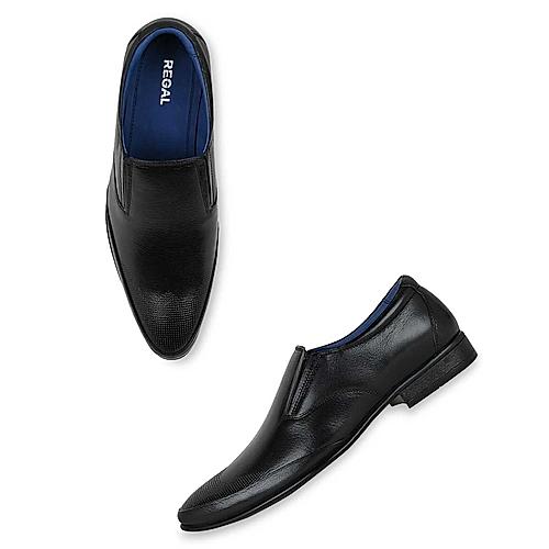 Regal Black Men Leather Formal Slip On Shoes