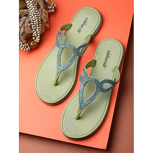 Sole Threads Womens Green Summer Bling Sandals