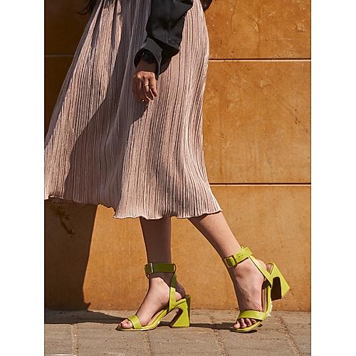 HEEL YOUR SOLE LIME GREEN WOMEN KITKAT BLOCK HEEL SANDALS