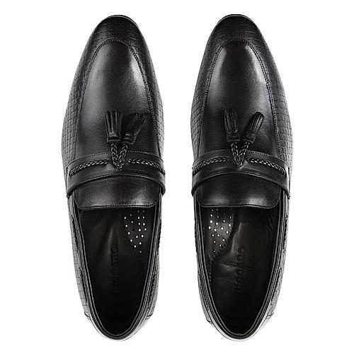 Buy Zuccaro Black leather formal shoes with tassel Shoes for Men Online ...