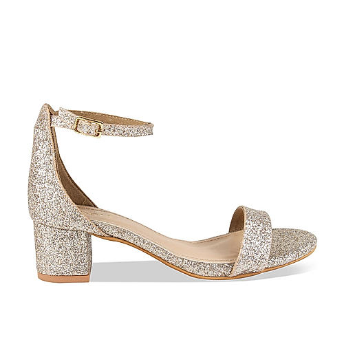 Rocia Gold ankle strap block heels
