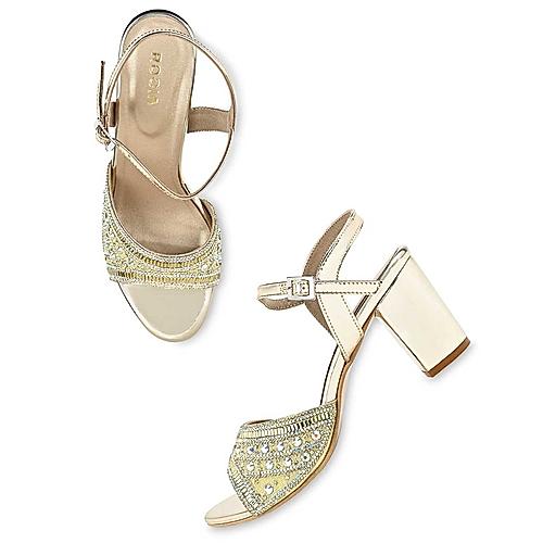 Rocia Gold Women Diamond Embellished Block Heels