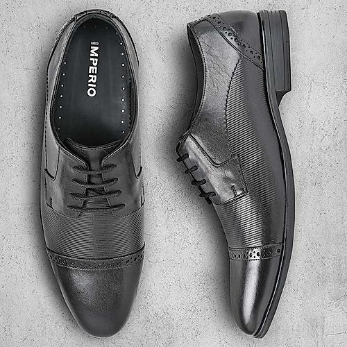 Imperio By Regal Black Men Leather Formal Oxford Lace Ups