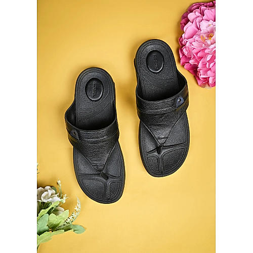 Regal Black Men Leather Comfort Sandals